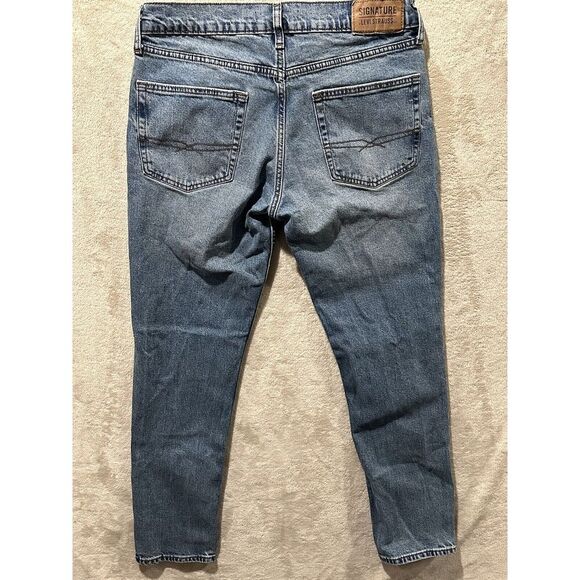 Signature Levi Strauss Mens Size 34x32 Slim Blue Denim Straight Stretch - Picture 8 of 16